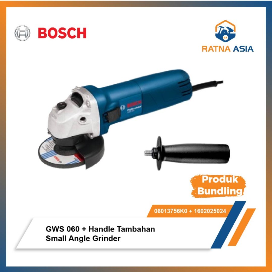 Gerinda Tangan 4" Bosch GWS 060 + Handle Tambahan 0 601 375 6K0 + 1 602 025 024